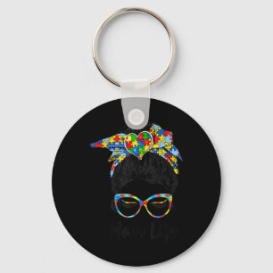Autistic Autism Awareness Mom Life Shirts Women Mo Keychain