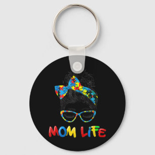 Autistic Autism Awareness Mom Life Shirts Women Mo Keychain