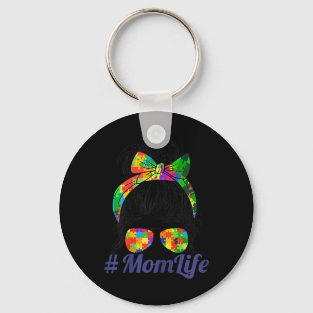 Autistic Autism Awareness Mom Life Women Mom. This Keychain (Front)