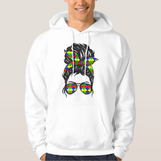 Autistic Autism Awareness Sunglasses Bandana Messy Hoodie