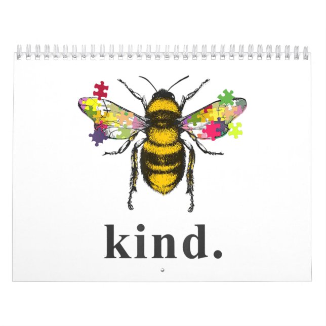 Autistic | Autism Be Kind Beekeeper Puzzle Piece Calendar (Cover)