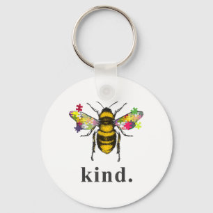 Autistic   Autism Be Kind Beekeeper Puzzle Piece Keychain