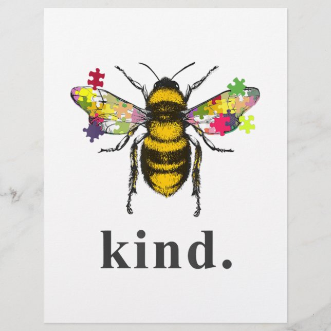 Autistic | Autism Be Kind Beekeeper Puzzle Piece Letterhead (Front)