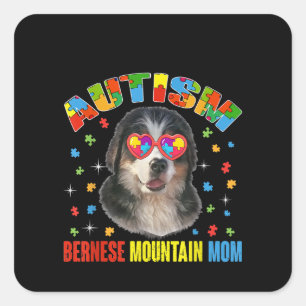 Autistic Autism Bernese Mountain Dog Mom Puzzle Square Sticker