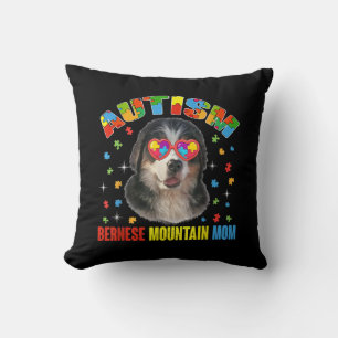 Autistic Autism Bernese Mountain Dog Mom Puzzle Throw Pillow