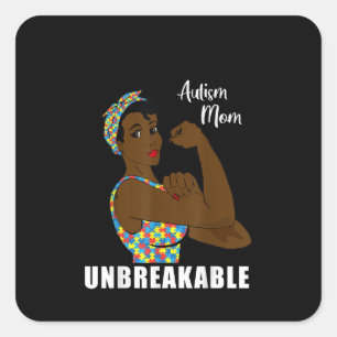 Autistic Autism Mom Unbreakable Puzzle Piece Square Sticker