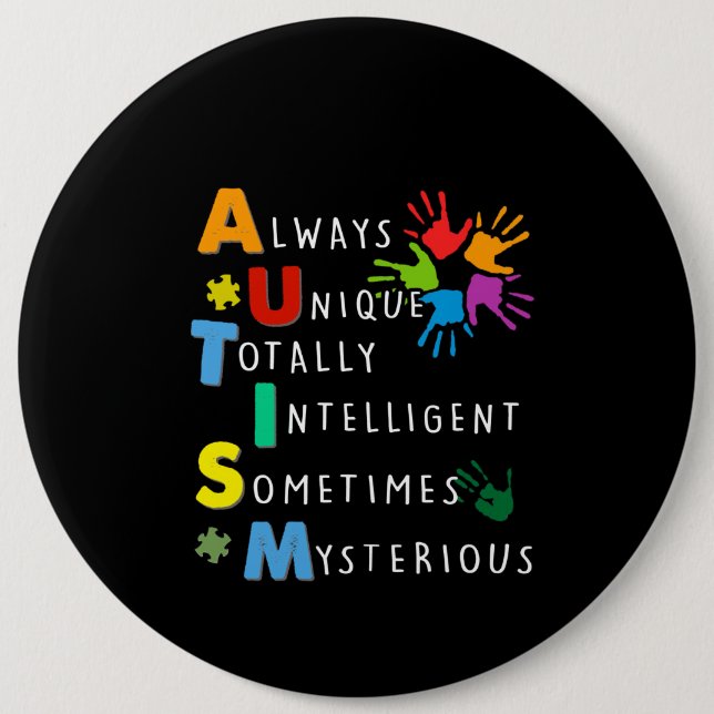 Autistic | Autism Strong Definition 6 Inch Round Button (Front)