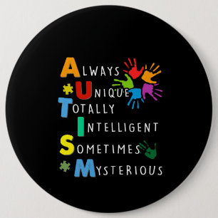 Autistic Autism Strong Definition 6 Inch Round Button