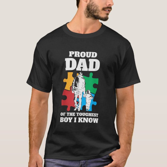 Autistic Awareness Month Mens Proud Autism Dad Son T-Shirt (Front)