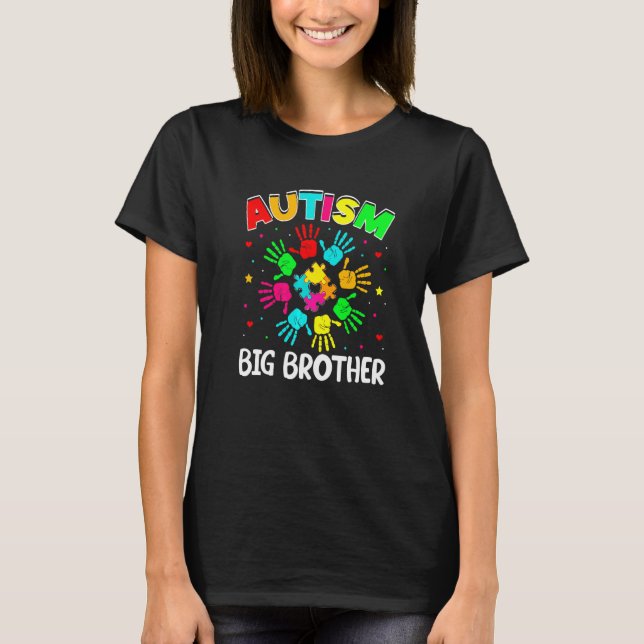 Autistic Big Brother Puzzle Support Family Autism  T-Shirt (Front)