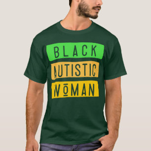 Autistic Black Woman Awareness Heart Colourful T-Shirt