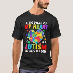 Autistic Boy Piece My Heart Has Autism He's My Son T-Shirt