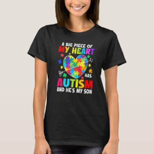 Autistic Boy Piece My Heart Has Autism He's My Son T-Shirt