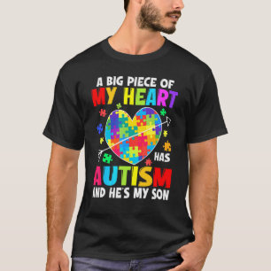 Autistic Boy Piece My Heart Has Autism He's My Son T-Shirt
