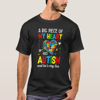 Autistic Boy Piece My Heart Has Autism He's My Son T-Shirt