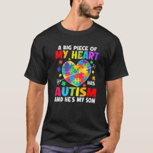 Autistic Boy Piece My Heart Has Autism He's My Son T-Shirt
