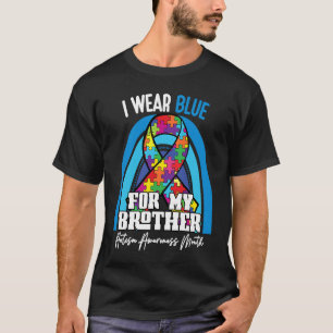 Autistic Brother I Wear Blue For My Brother Rainbo T-Shirt