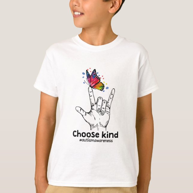 Autistic | Choose Kind Autism Awareness Butterfly T-Shirt (Front)