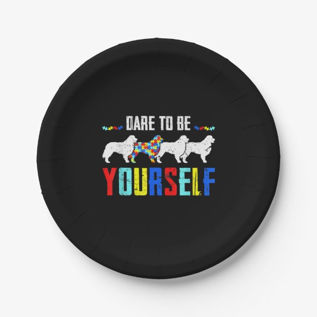 Autistic | Dare To Be Different Bernese Mountain Paper Plate (Front)