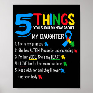 Autistic Daughter Au Awareness Support Mom Dad Poster