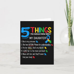 Autistic Daughter Autism Awareness Support Mom Dad Card