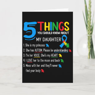 Autistic Daughter Autism Awareness Support Mom Dad Card