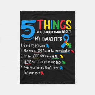 Autistic Daughter Autism Awareness Support Mom Dad Fleece Blanket