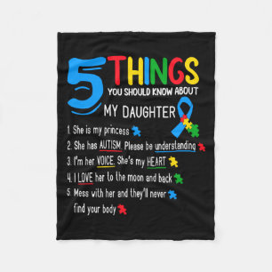 Autistic Daughter Autism Awareness Support Mom Dad Fleece Blanket