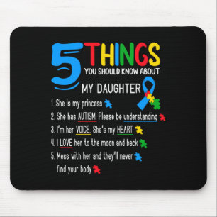 Autistic Daughter Autism Awareness Support Mom Dad Mouse Pad