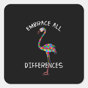 Autistic Embrace All Differences Flamingo Puzzle Square Sticker