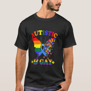Autistic & Gay Support Autism Awareness LGBT Pride T-Shirt