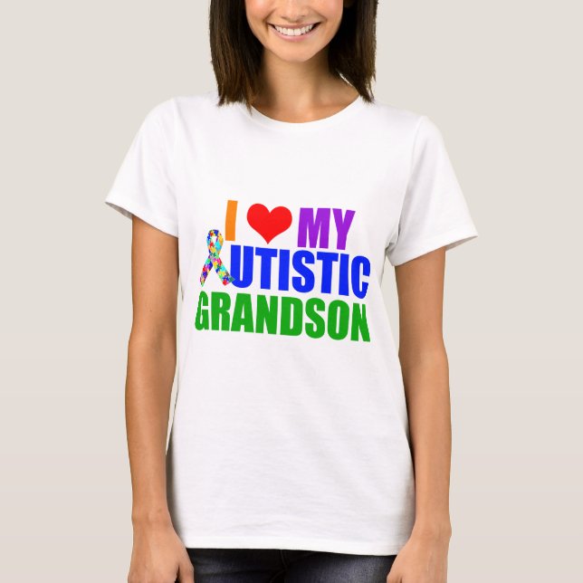 Autistic Grandson Grandma T-Shirt (Front)