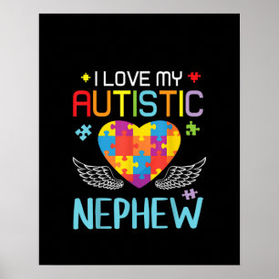 Autistic   I Love My Autistic Nephew Heart Puzzle Poster