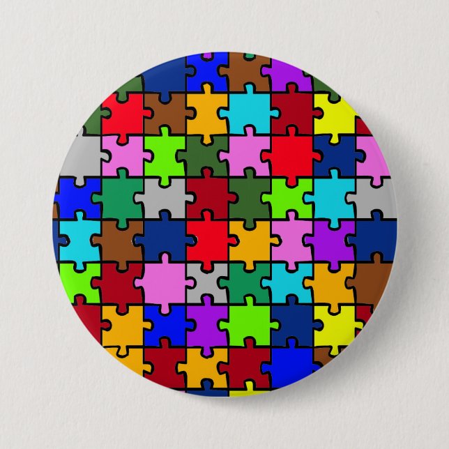 Autistic jigsaw 3 inch round button (Front)