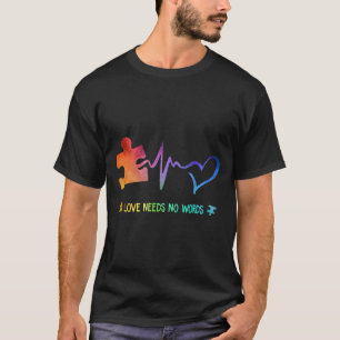 Autistic Love Needs No Words Heartbeat Puzzle For T-Shirt