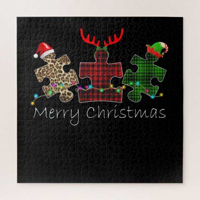 Autistic | Merry Christmas Autism Puzzle Piece (Vertical)