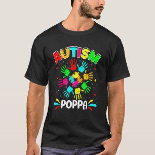 Autistic Poppa Puzzle Support Family Autism Awaren T-Shirt
