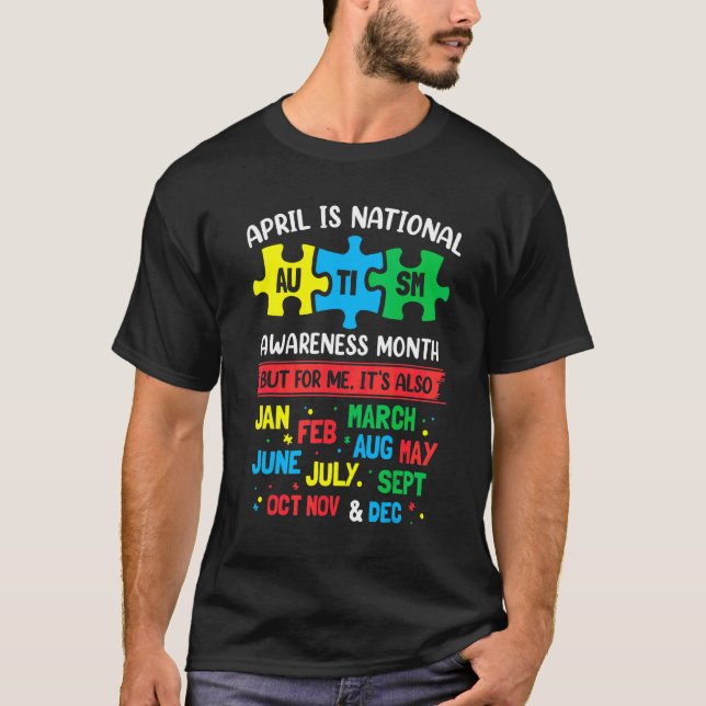 Autistic Pride Autism Awareness Support Puzzle Pie T-Shirt (Front)