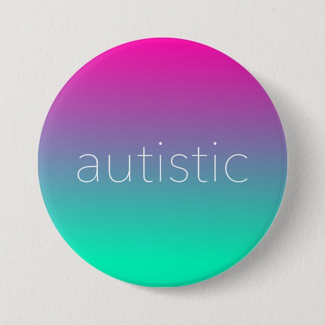 Autistic Pride - Magenta and Green Gradient 3 Inch Round Button (Front)