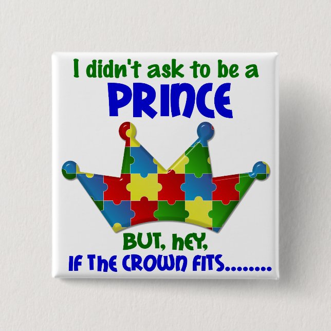 Autistic Prince 2 AUTISM Inch Square Button (Front)