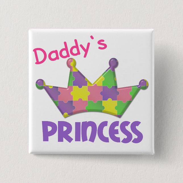 Autistic Princess 3 AUTISM 2 Inch Square Button (Front)