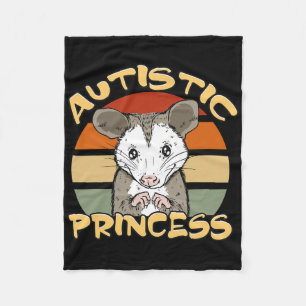Autistic Princess Cute Opossum Autism Awareness Fleece Blanket