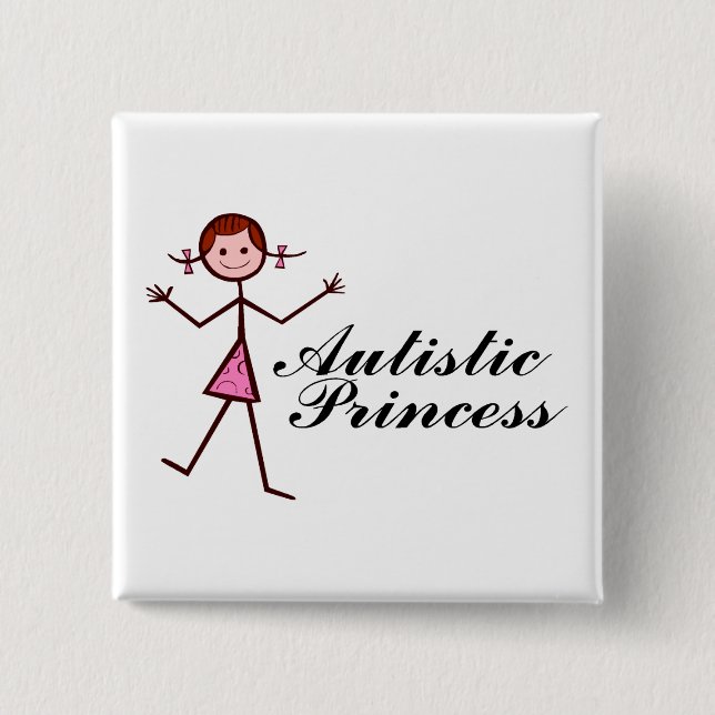 Autistic Princess (Girl) 2 Inch Square Button (Front)