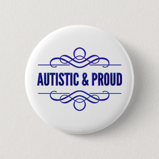 Autistic & Proud Purple Swirls 2 Inch Round Button (Front)