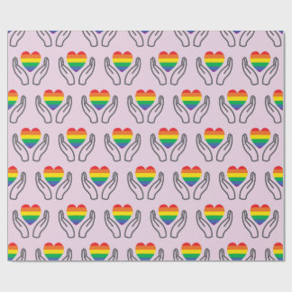 Autistic Rainbow Heart Supporting Hands ASD Gift Wrapping Paper