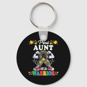 Autistic Ribbon Puzzle Aunt Of Autism Awareness Wa Keychain