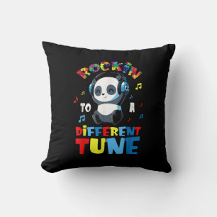 Autistic Rockin To A Different Tune Cute Panda Throw Pillow