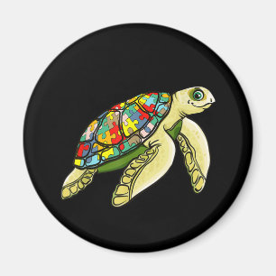 Autistic  Sea Turtle Puzzle Piece Autism Awareness Magnet
