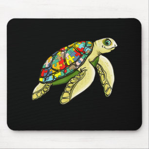 Autistic  Sea Turtle Puzzle Piece Autism Awareness Mouse Pad