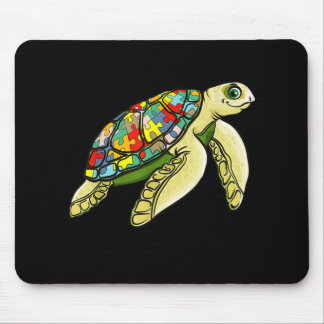 Autistic |Sea Turtle Puzzle Piece Autism Awareness Mouse Pad